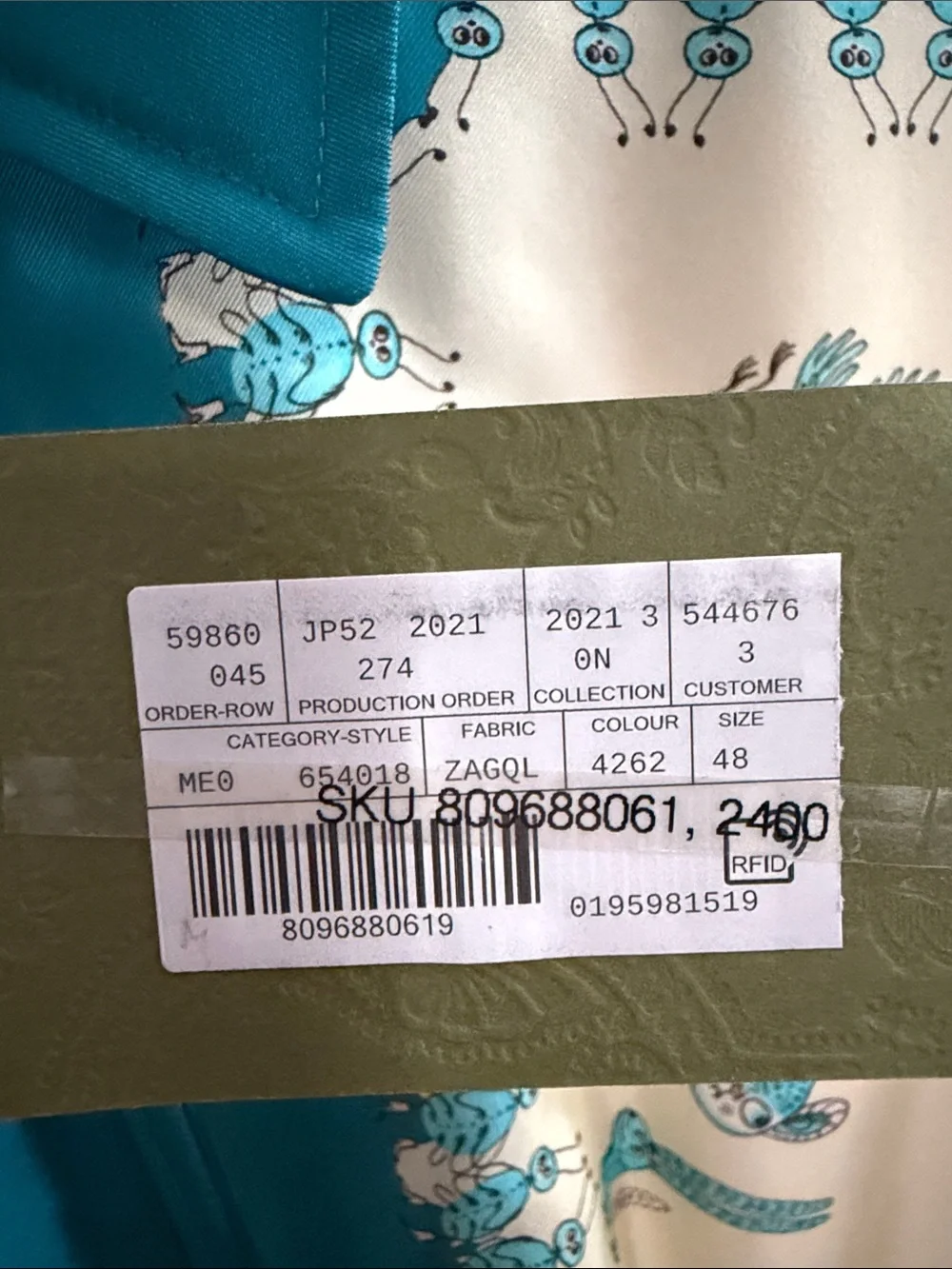 Gucci Teal and Cream Silk-Blend Printed Bomber